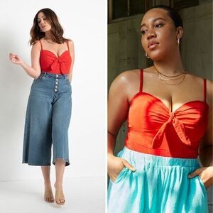 NEW Eloquii red Tie Front‎ Bustier Bodysuit, 18